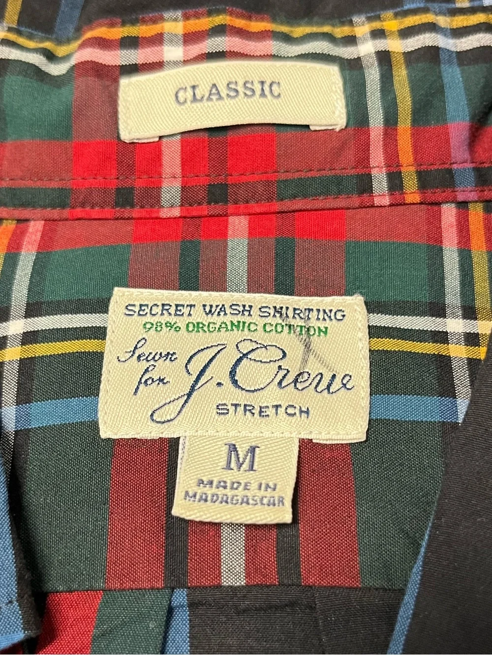 J.Crew Men’s Medium Organic Cotton Tartan Plaid Shirt Button Down Preppy
